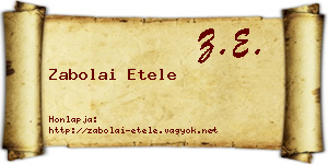 Zabolai Etele névjegykártya